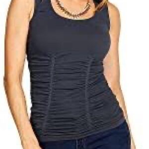 ⭐️Last Tango,Slimming Ruched Navy Top, Zipper Back, Perfect for Layering,Size M